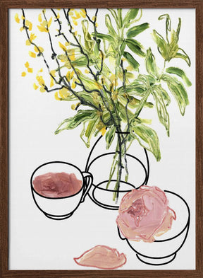 Vase, teacup, and rose Poster