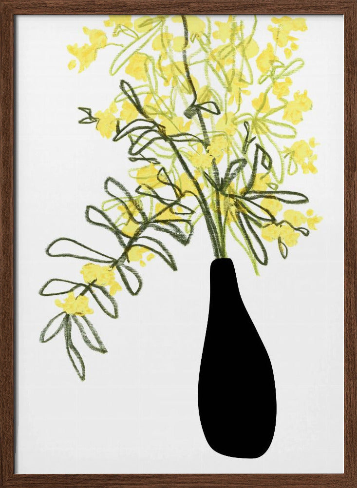 Yellow blooms in a vase Poster