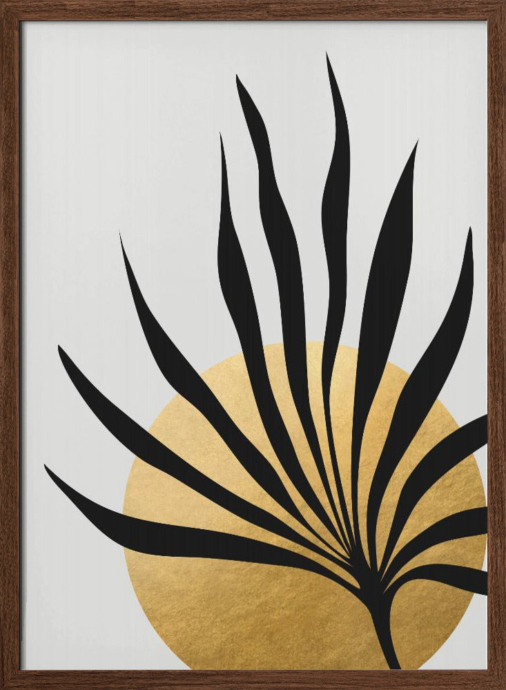 Tropical sun and palm leaf Poster