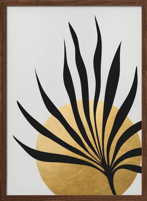 Tropical sun and palm leaf Poster