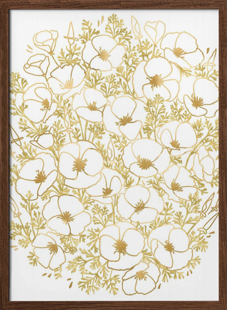 Gold California poppies Poster