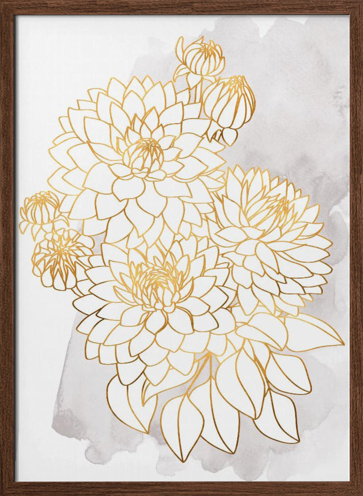 Pacey bouquet in gold and grey Poster