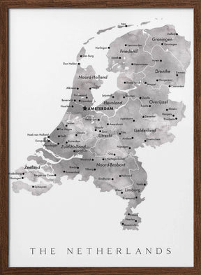 Gray map of the Netherlands Poster