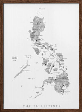 Gray watercolor map of Philippines Poster