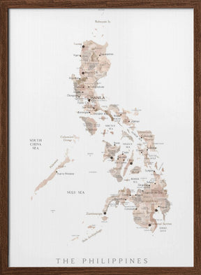 Taupe watercolor map of Philippines Poster