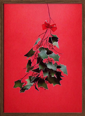 Mistletoe With Red Bow Poster