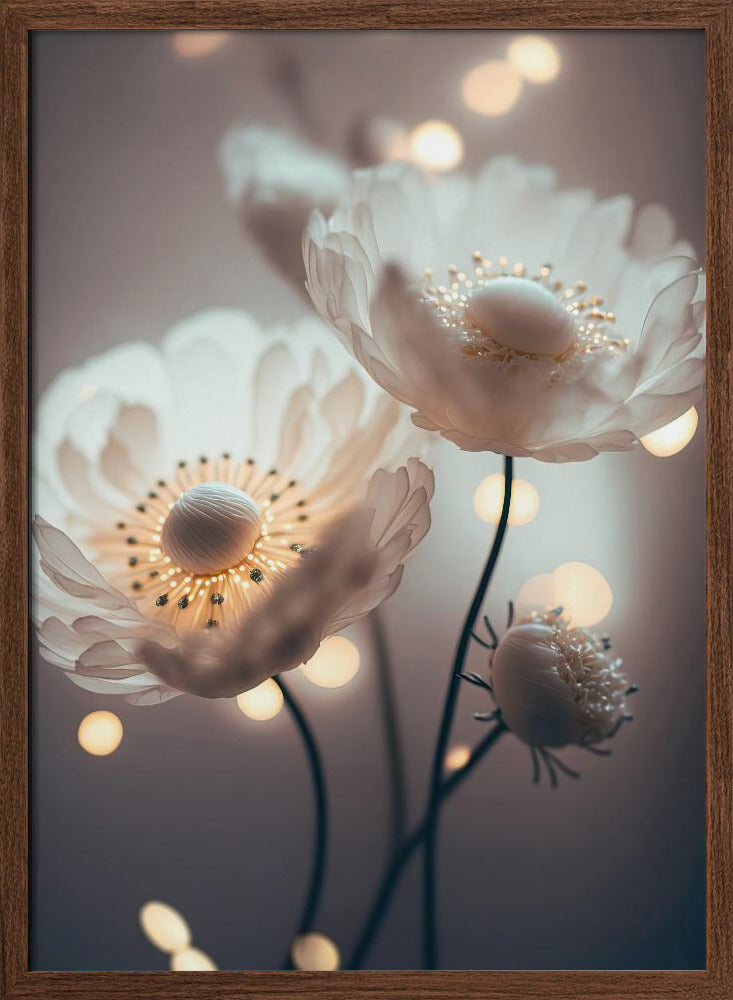 White Flowers And Bokeh Poster