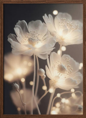 White Glowing Flowers Poster