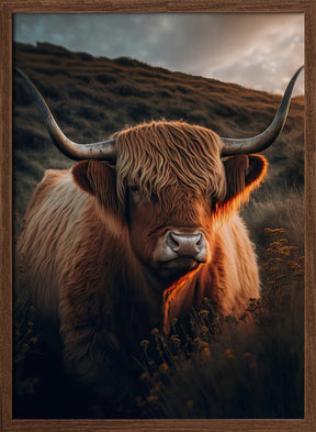 Highland Cow With Big Horns Poster