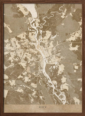 Sepia map of Kiev (pre-war) Poster