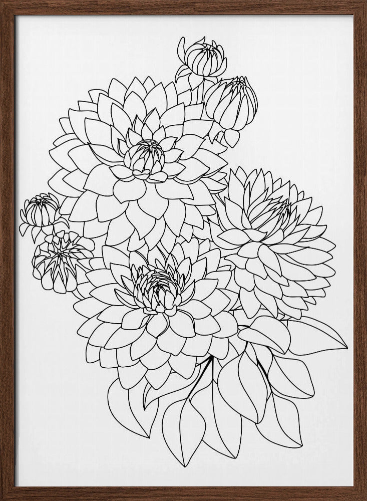 Pacey bouquet in black and white Poster