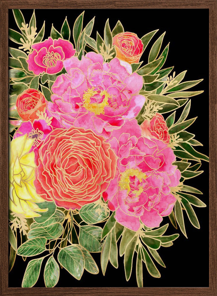 Nanette floral art in bright colors Poster