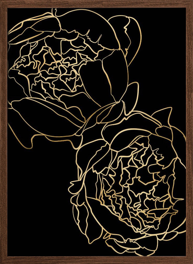 Sally's peonies in gold and black Poster