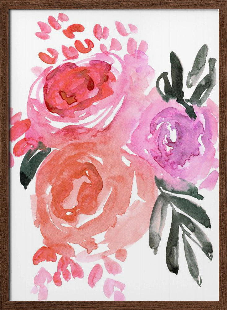 Maeko loose watercolor florals I Poster