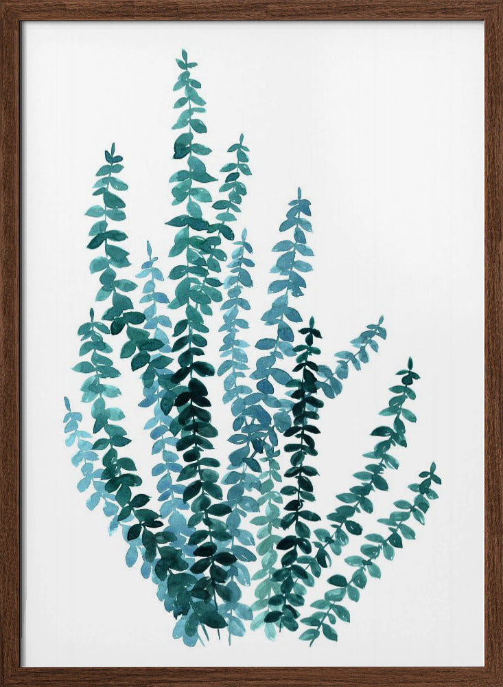 Watercolor eucalyptus branch in teal Poster