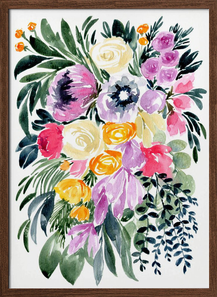 Urja loose floral watercolor bouquet Poster