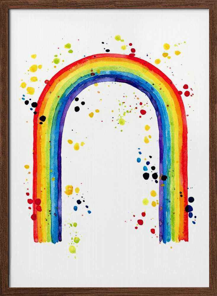 Rainbow watercolor with splatters Poster