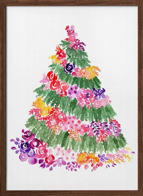 Floral watercolor Christmas tree Poster