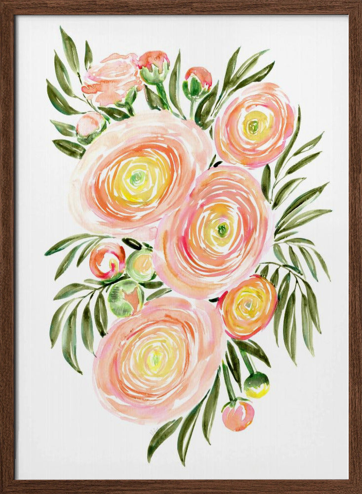 Savanna bouquet of coral ranunculus Poster