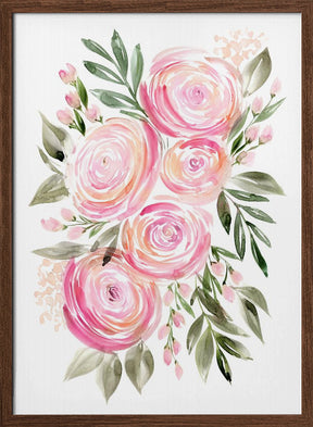 Begonia pink ranunculus bouquet Poster