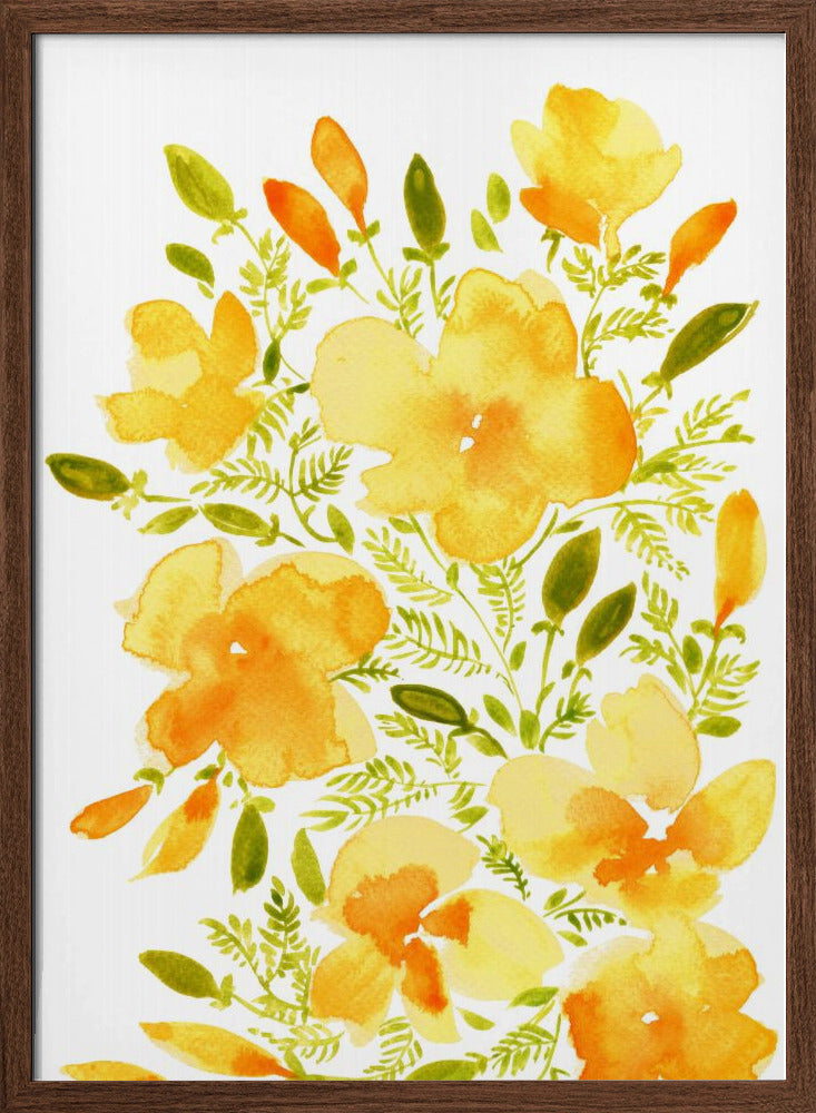Watercolor California poppies quad 1 Poster