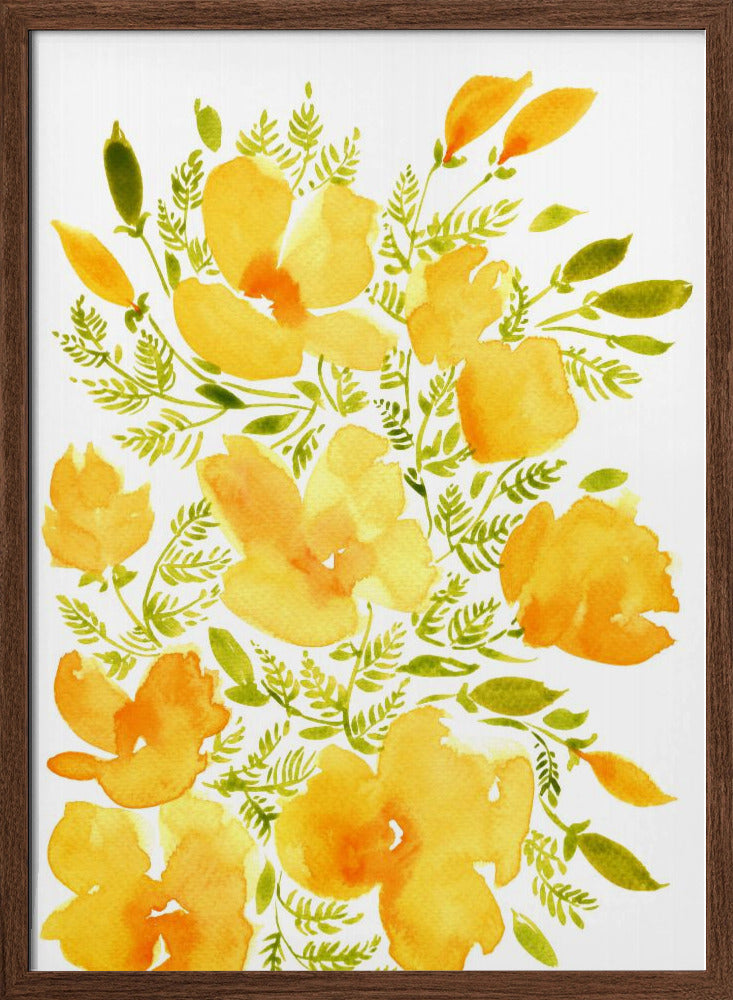 Watercolor California poppies quad 2 Poster