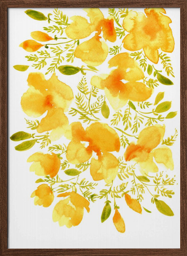 Watercolor California poppies quad 3 Poster