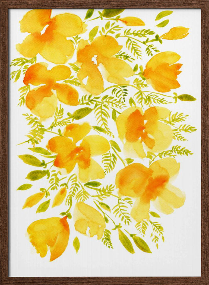 Watercolor California poppies quad 4 Poster