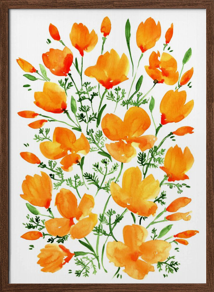 Watercolor California poppies Poster