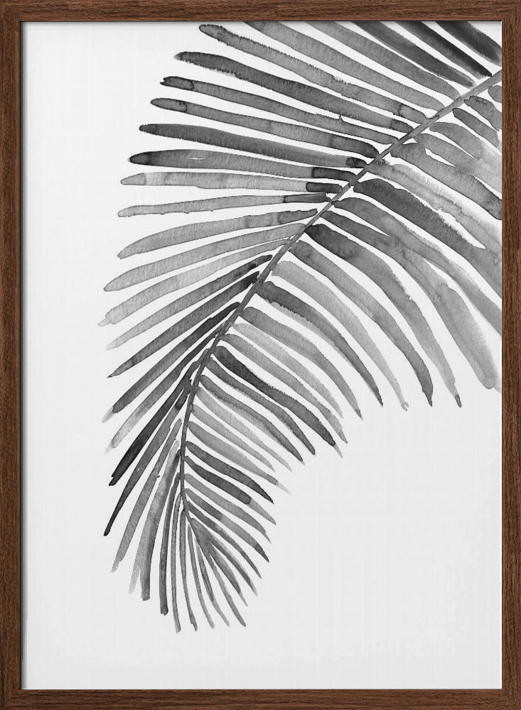 Palm leaf in loose watercolor Black and White Poster