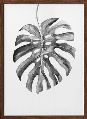 Black and White Monstera Leaf Poster