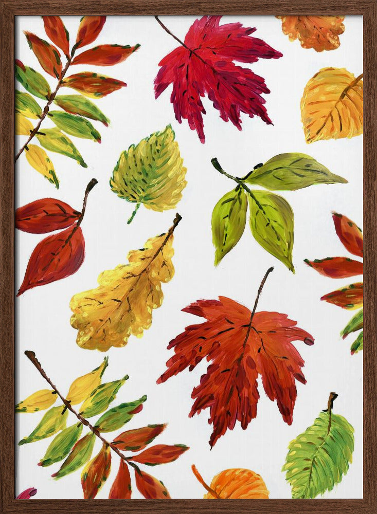 Painterly fall leaves Poster