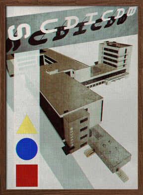 Bauhaus Dessau architecture in vintage magazine style III Poster