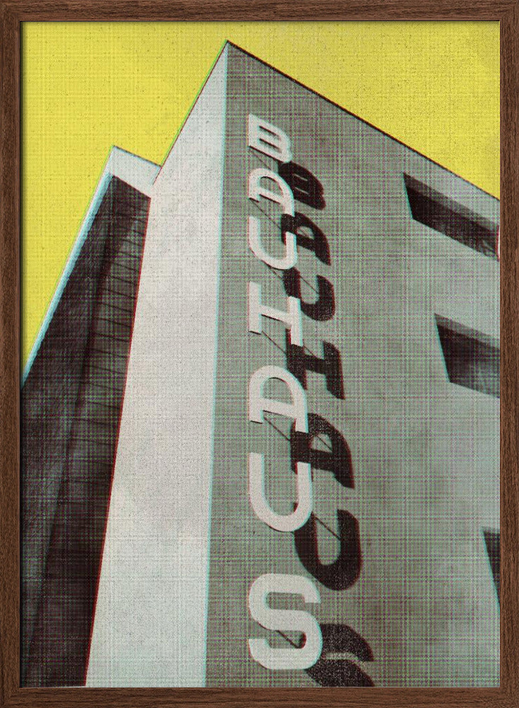 Bauhaus Dessau architecture in vintage magazine style Poster