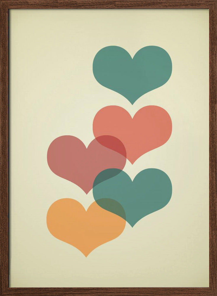 Mid century hearts I Poster