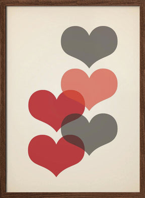 Mid century hearts in red Poster