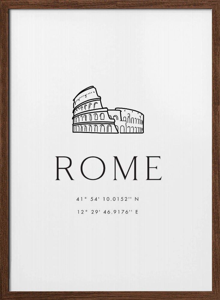 Rome coordinates with Colosseum sketch Poster