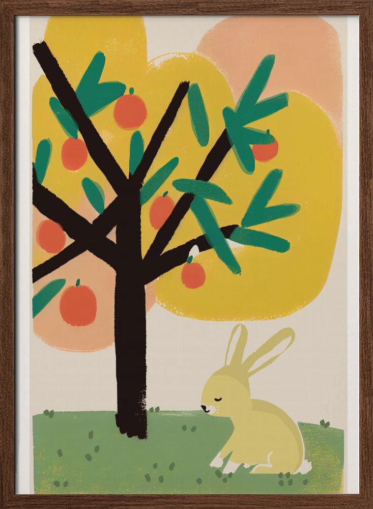 Bunny Under Apple Tree Poster