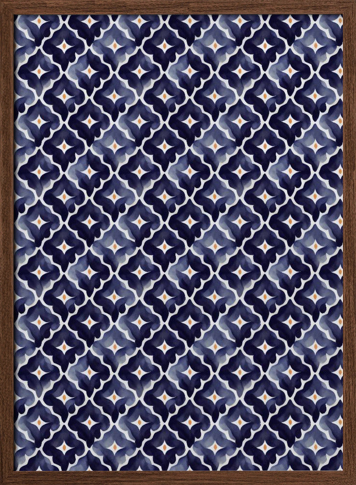 Blue Aquarell Tile Pattern Poster