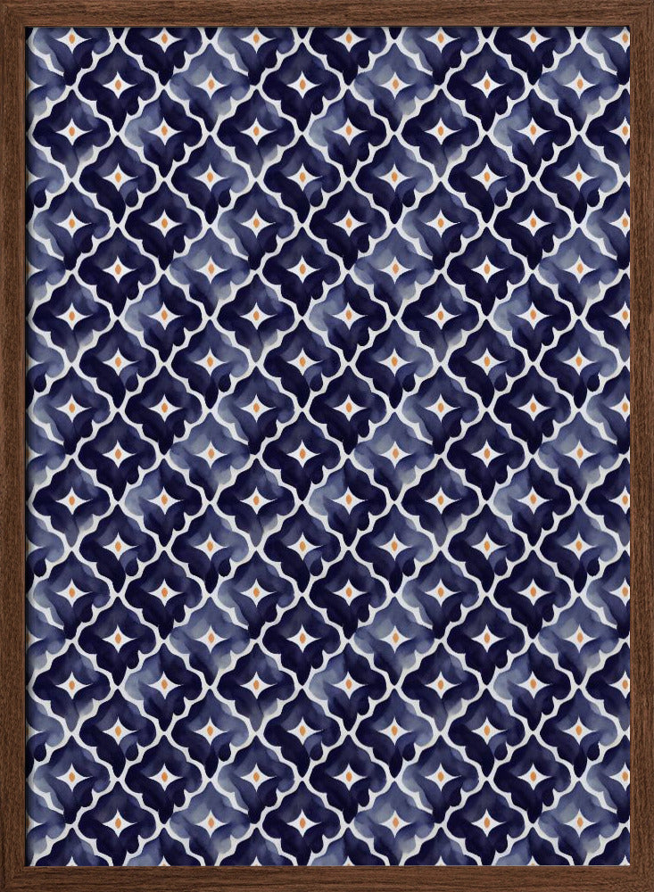 Blue Aquarell Tile Pattern Poster