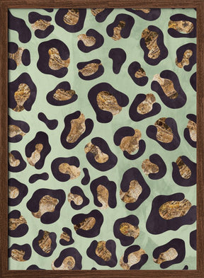 Gold leopard print green Poster