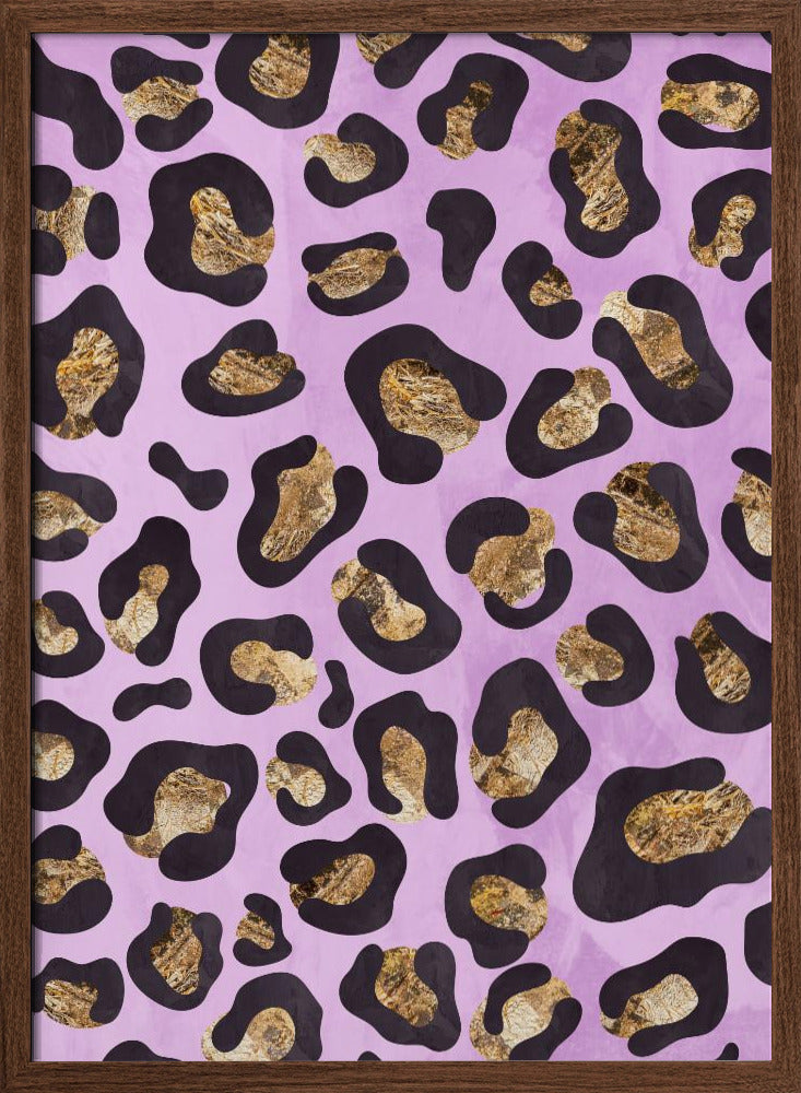 Gold leopard print pink Poster