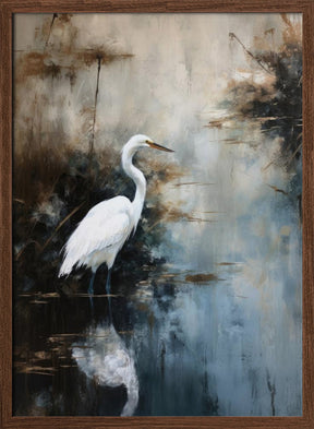 Egret in Lake Poster