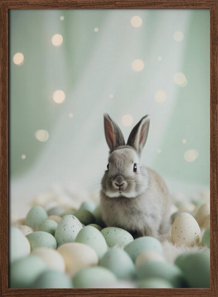 Bunny and Pastel Eggs Poster