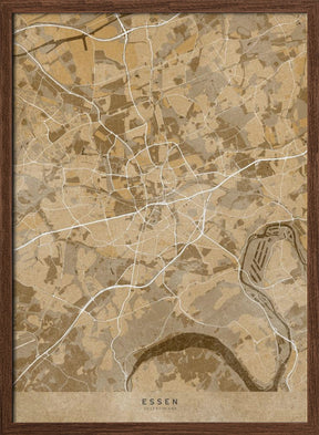 Sepia vintage map of Essen Germany Poster