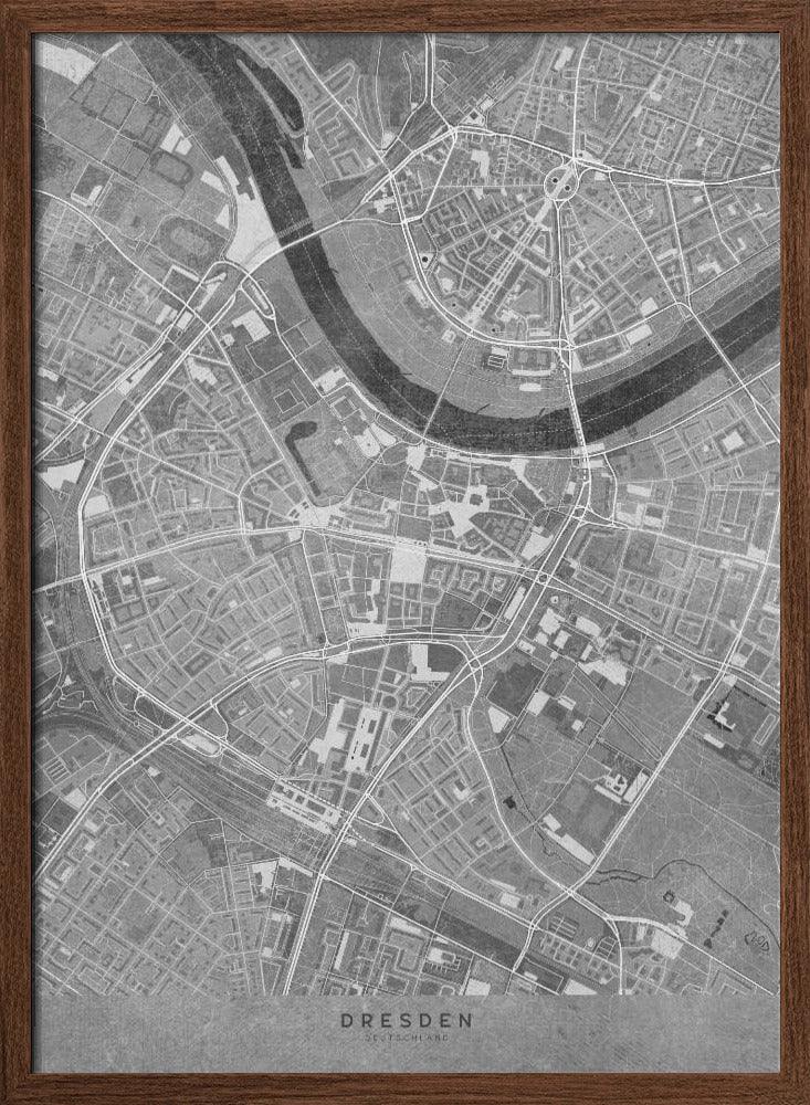 Gray vintage map of Dresden downtown Germany Poster