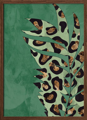 Green leopard print palm leaf Poster