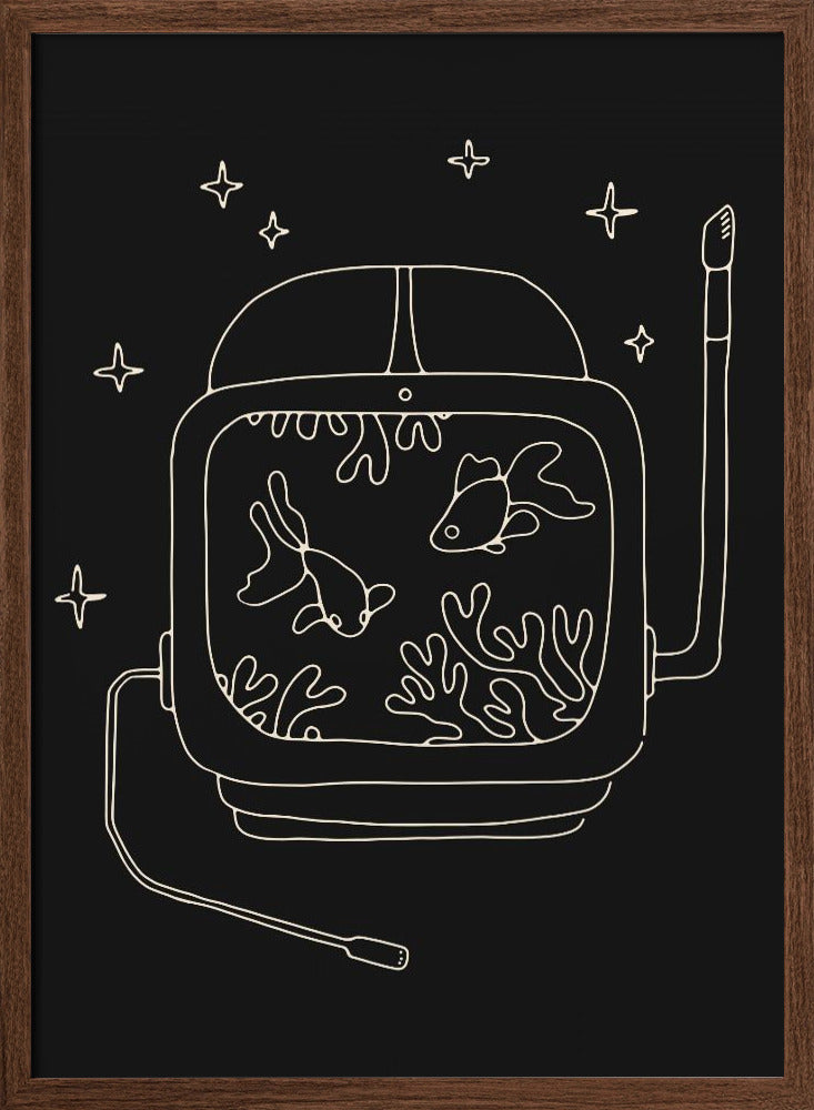 Astronaut and Fishes Poster