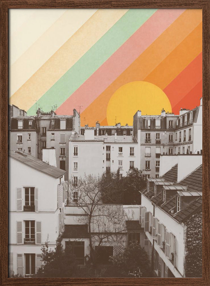 Rainbow Sky Above Paris Poster