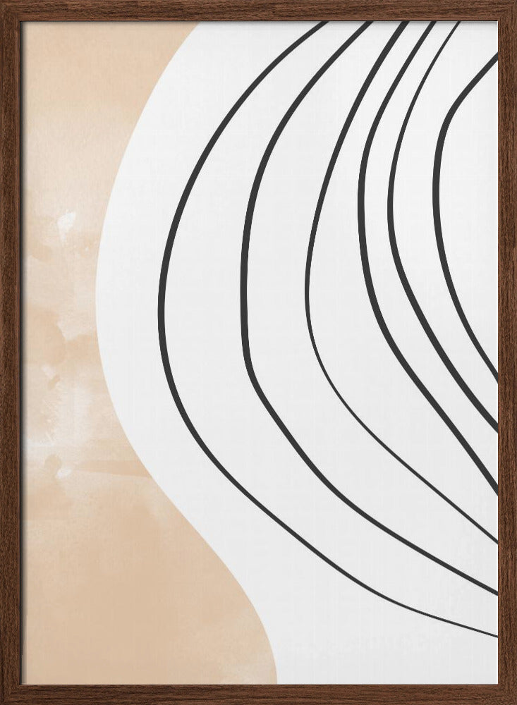 Beige Black Line Art Poster